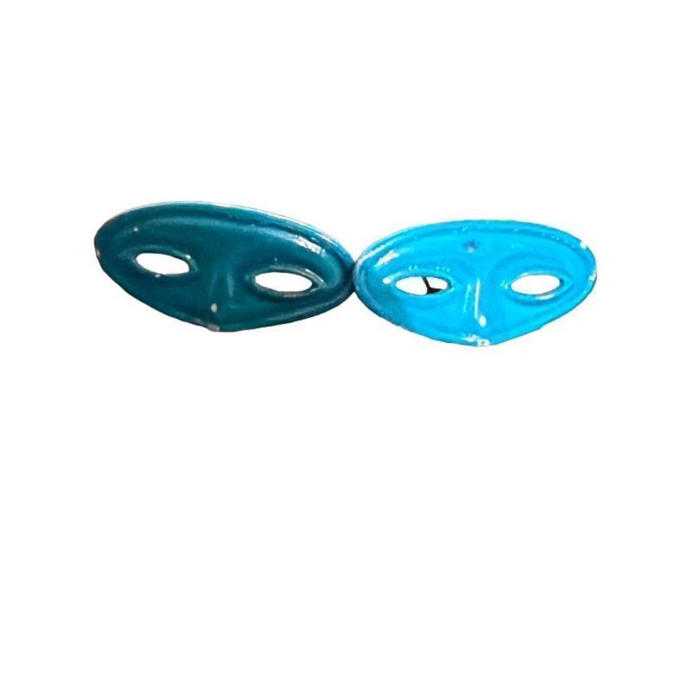 Antique 1970’s Teal Mask/ Drama Earrings